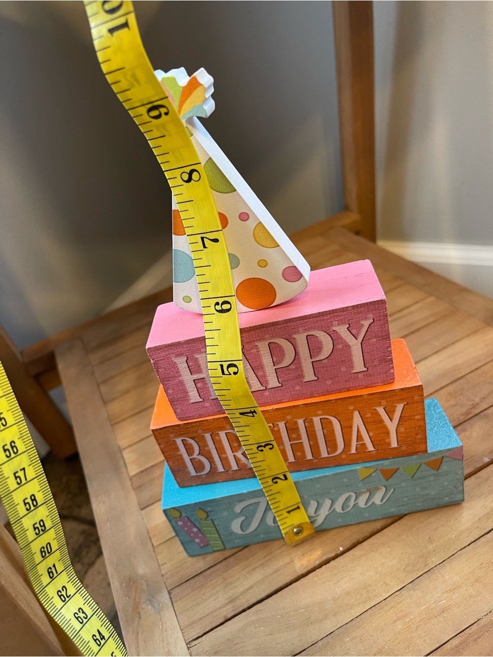 Stacked Birthday Block Decor - Pink, Orange, Blue🌼 - Picture 4 of 4